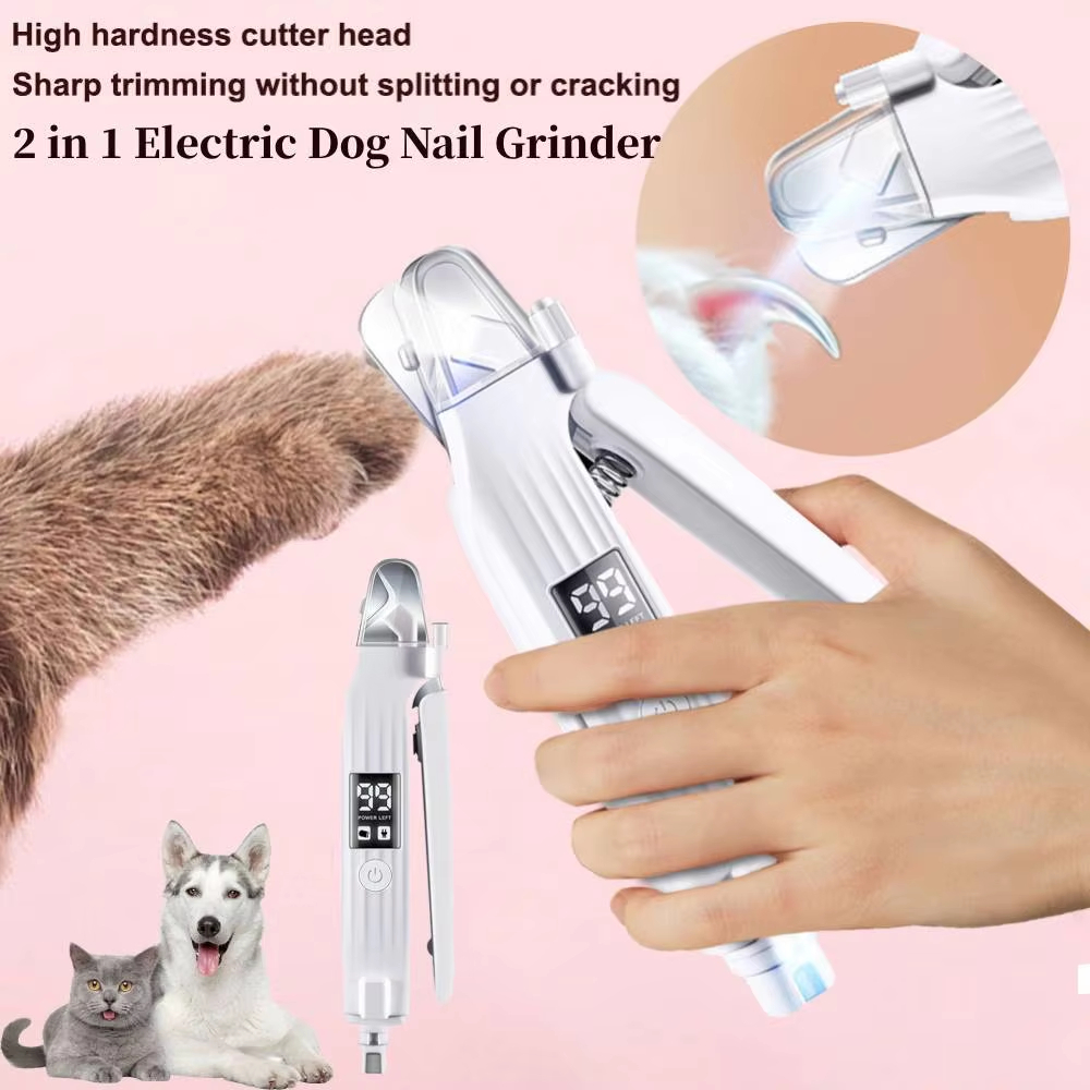 Pet Nail Grinder - LEDライト付き2in1電動ペットネイルトリマー、ペットネイルグラインダー、犬用ネイルトリマー＆グラインダー（小型犬・中型犬・大型犬/猫用）