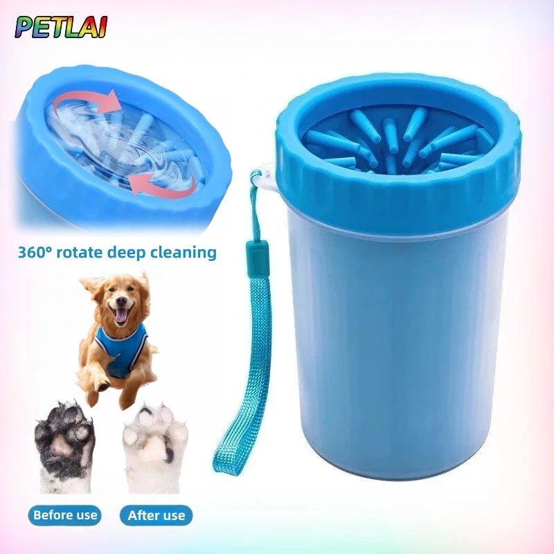 Dog Paw Cleaner - 犬の足洗いカップ、回転式ディープウォッシュカップ、猫の足洗いカップ、汚れや泥を落とす自動ペット足洗いカップ