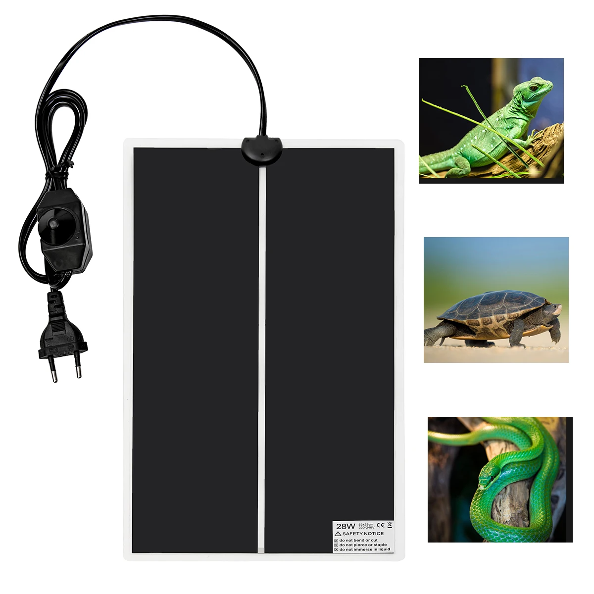 Reptile Heating Mat - 爬虫類加熱パッド水族館ヒートマットタートルトータストカゲ登山ペットウォーマー、調整可能な温度コントローラー付き220-240v