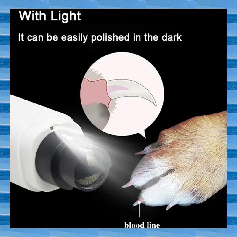 Pet Nail Grinder - 電気犬の爪切り犬の爪グラインダー充電式 USB 充電 LED ライトペット静かな猫の足の爪