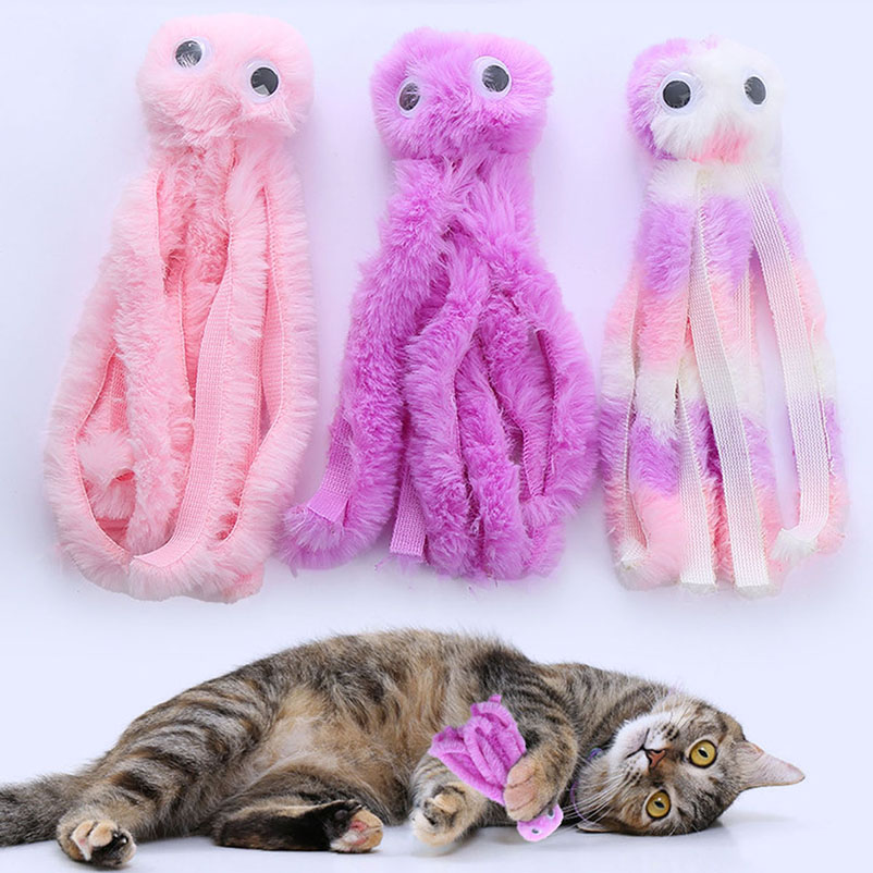 Pet Supplies Young - 子猫や若い猫のためのかわいいタコの猫のおもちゃ、噛むための猫のおもちゃ、ぬいぐるみ、ペット用品