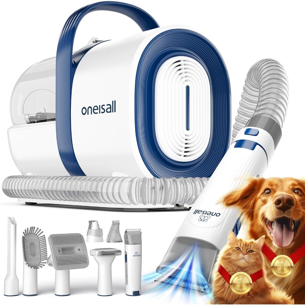 Pet Nail Grinder - ペットグルーミング掃除機：7-in-1クリッパー、爪研ぎ、1.5Lダストカップ、抜け毛取り＆家庭清掃 | 強力な吸引力、低騒音