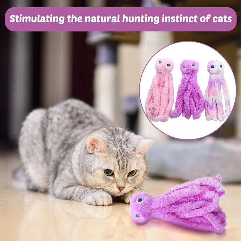 Pet Supplies Young - 子猫・若猫用のかわいいタコ猫おもちゃ、噛む猫おもちゃ、ぬいぐるみ、ペット用品