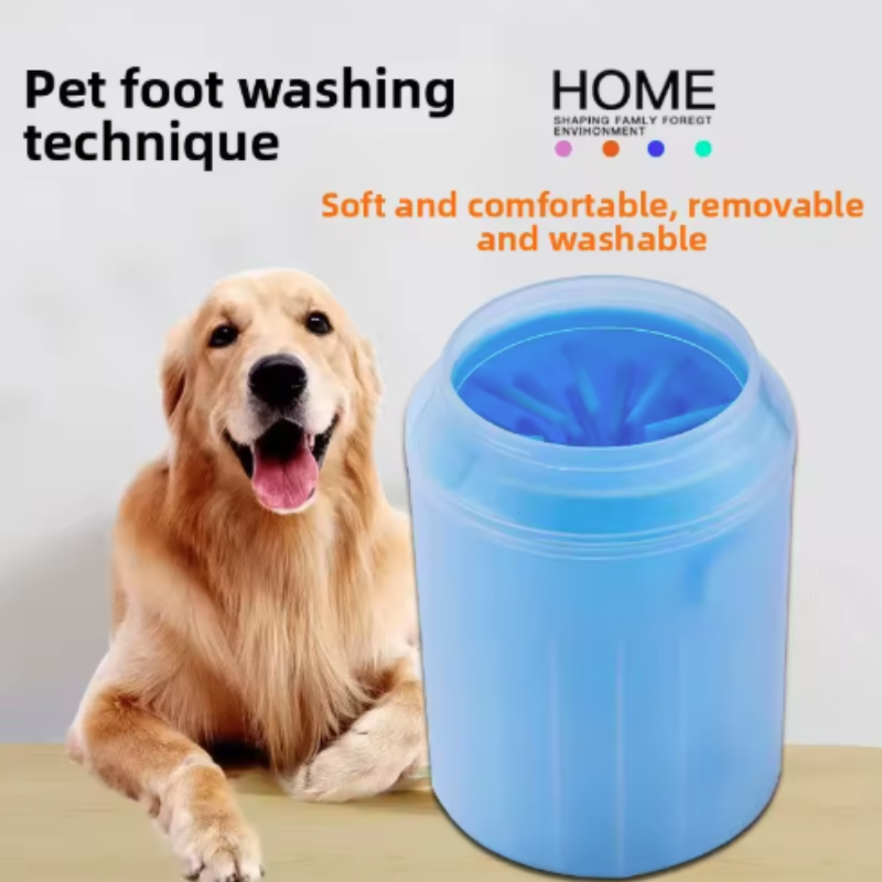 Dog Paw Cleaner - 犬用足洗いカップ ソフトシリコンコーム付き 携帯用屋外ペット足洗い器 足洗いブラシ 速洗い足洗いバケツ