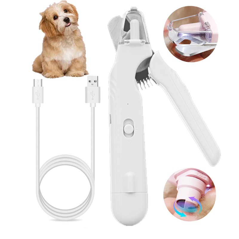 Pet Nail Grinder - 2-in-1ペット用爪切り（LEDライト付き、安全ロック機能搭載）猫犬専用、血管カットはさみ、爪研ぎ、グルーミングツール