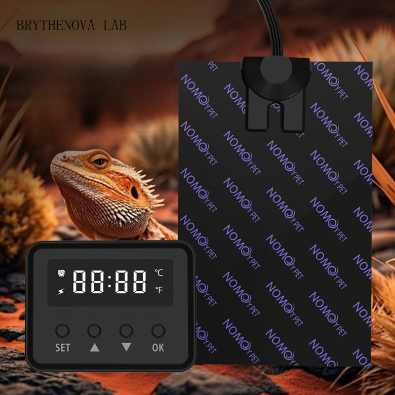 Reptile Heating Mat - テラリウム加熱マット サーモスタット式 スマートタイミング 爬虫類保温ブランケット カメ/トカゲ飼育箱用ヒートパッド 小型ペット用サーモスタット