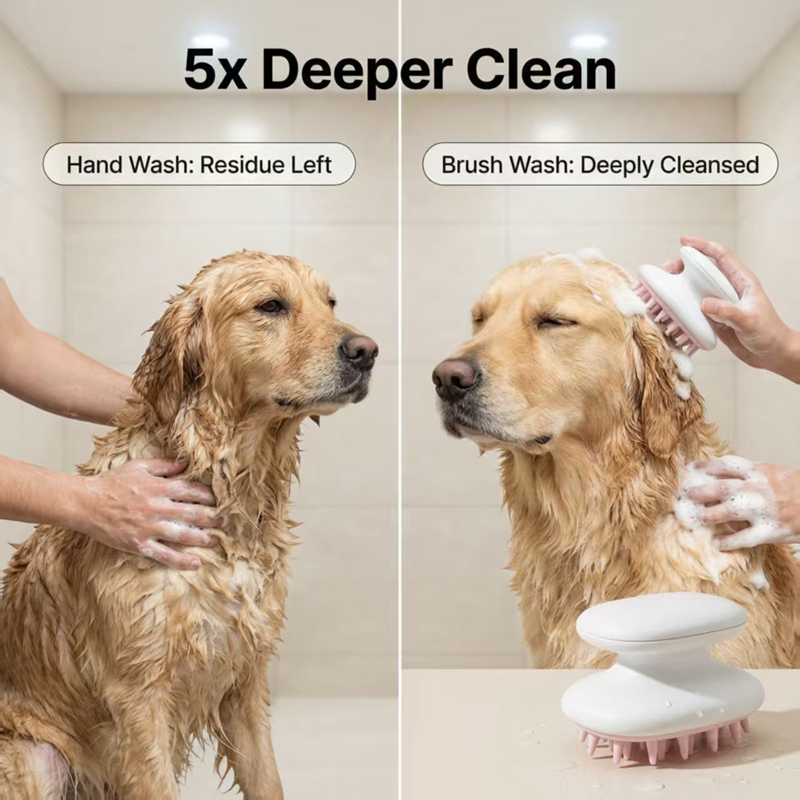 Pet Supplies In Store - ペット用洗浄マッサージブラシ 犬用お風呂マッサージ器 シリコン製洗浄バスブラシ 洗浄バス ペット用品 ペットショップ用品