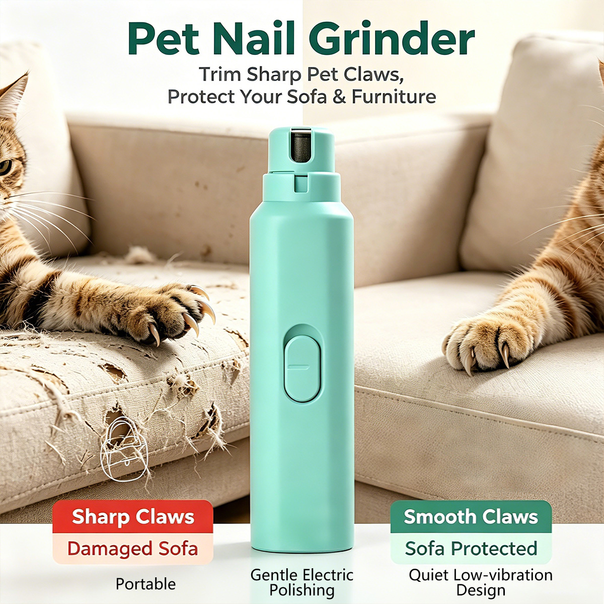 Pet Nail Grinder - 電動ペットネイルグラインダー 犬の爪切り ペット用 バッテリーモデル ネイルトリマー 2段階速度調整