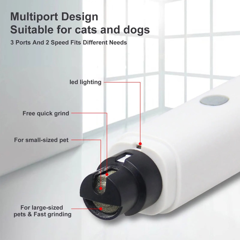 静音電動ペットネイルグラインダー充電式犬猫爪切りLEDライト - Pet Nail Grinder のレビューと価格