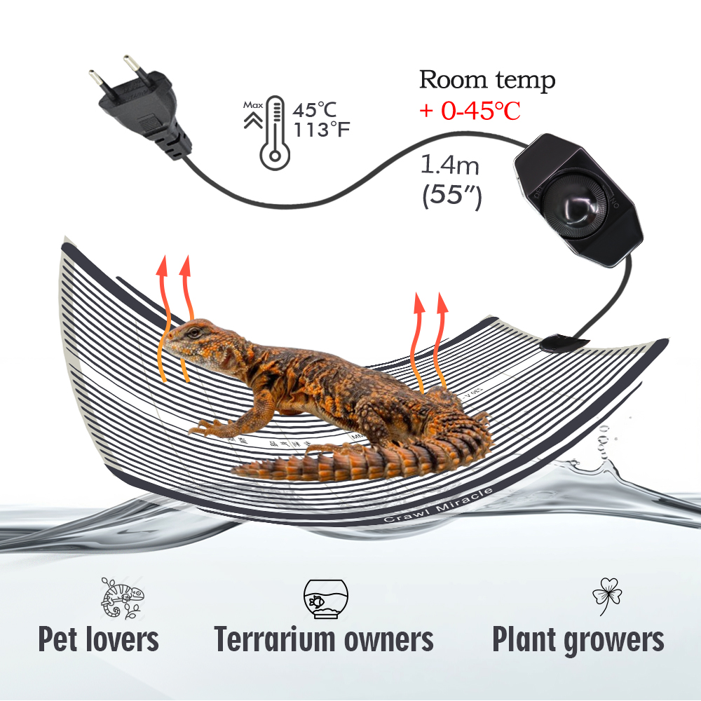 調整可能な温度コントローラー付きの加熱マット,グラフェンテラ - Reptile Heating Mat のレビューと価格