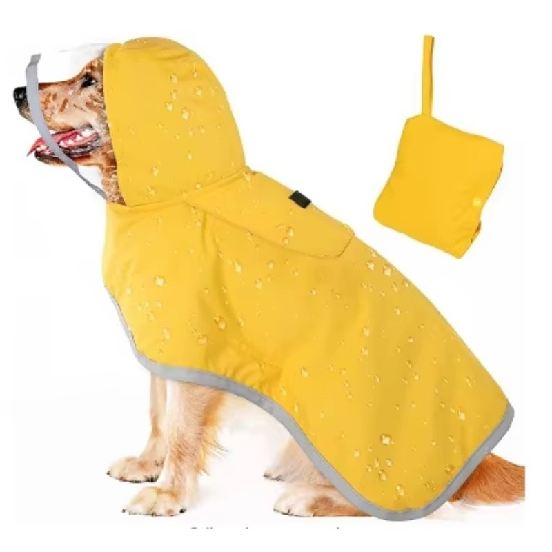 カスタムプリント反射材付き犬用レインコート防水屋外ペットジャ - Dog Raincoat のレビューと価格
