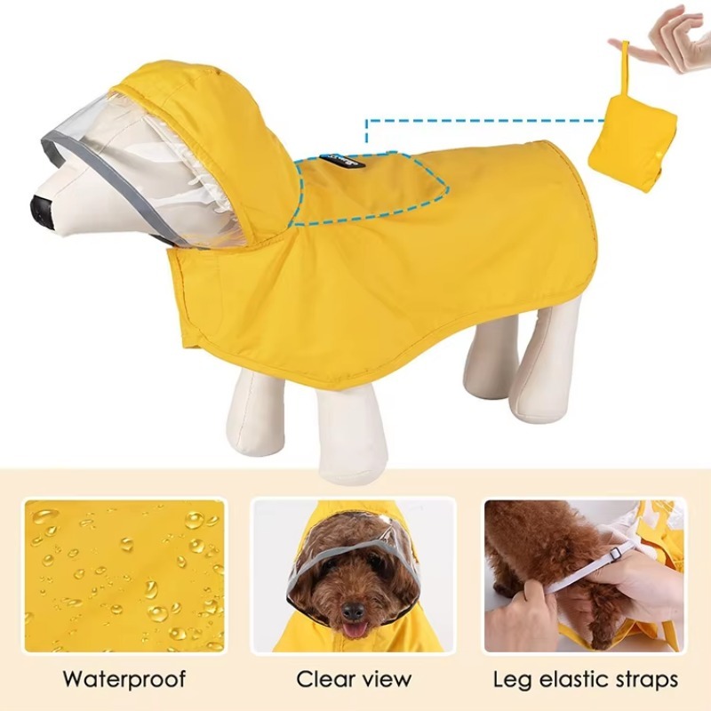 カスタムプリント反射材付き犬用レインコート防水屋外ペットジャ - Dog Raincoat のレビューと価格