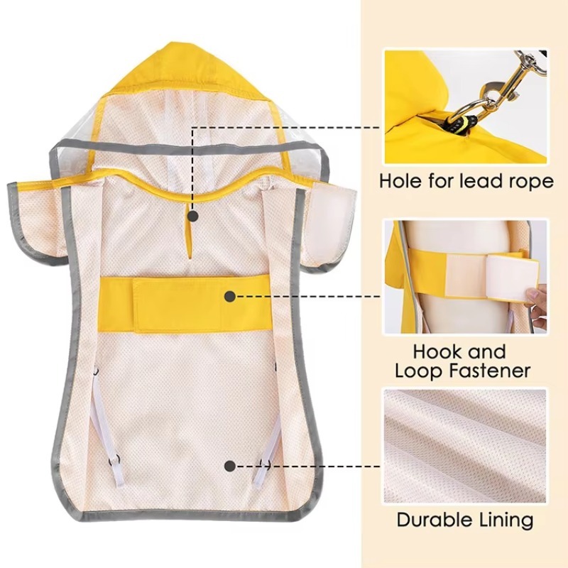 カスタムプリント反射材付き犬用レインコート防水屋外ペットジャ - Dog Raincoat のレビューと価格