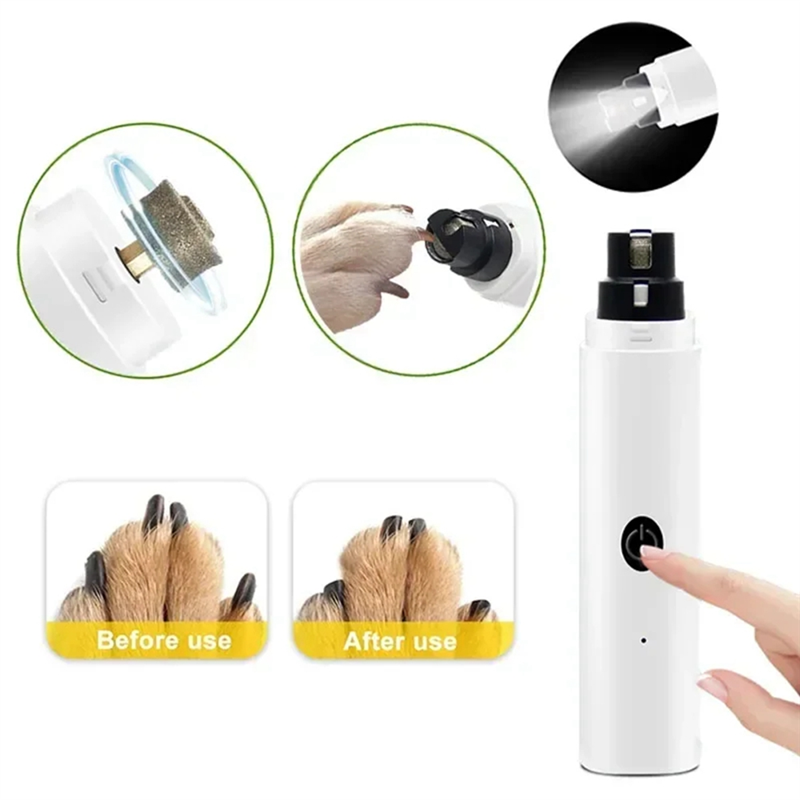 電気犬の爪切り犬の爪グラインダー充電式 USB 充電 LED - Pet Nail Grinder のレビューと価格