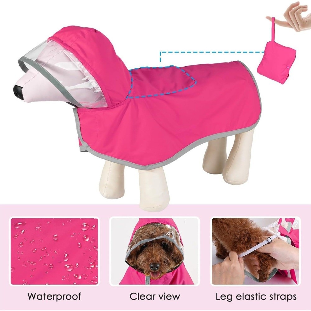 防水犬用フード付きレインコート反射ストリップ付き防風ペットレ - Dog Raincoat のレビューと価格