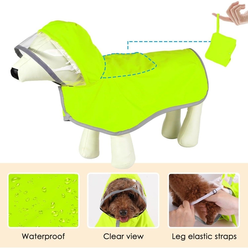 防水犬用フード付きレインコート反射ストリップ付き防風ペットレ - Dog Raincoat のレビューと価格